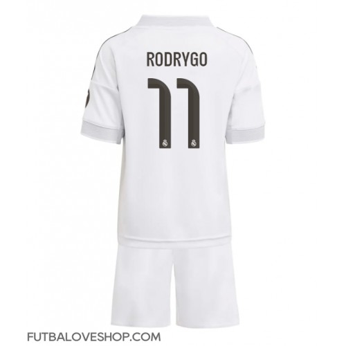 Dres Real Madrid Rodrygo Goes #11 Domáci pre deti 2025-26 Krátky Rukáv (+ trenírky)